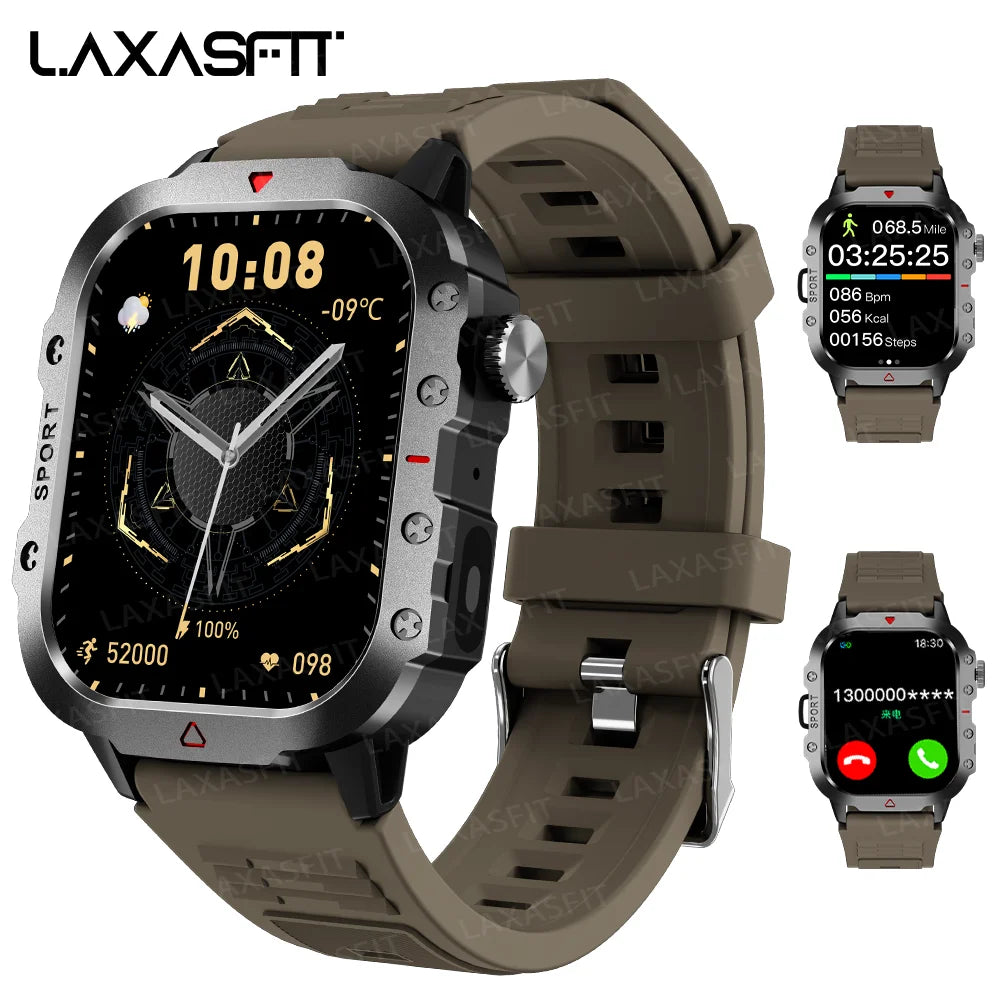 LAXASFIT Relógio inteligente esportivo masculino com tela de 1,71 polegadas, bluetooth, relógio falante, multiesporte, lanterna LED, relógio inteligente para atividades ao ar livre