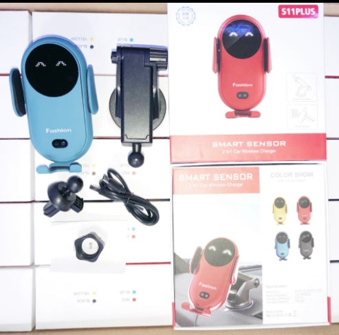 Carregador Sem Fio Veicular com Sensor Inteligente - Suporte Automático para Celular