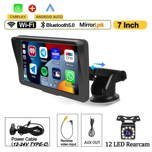 7Inch Universal Automotive Car Radio Multimedia Video Player Wireless Apple Carplay Android Auto Touch Screen Bluetooth Rearcam